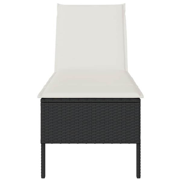 Grote foto vidaxl ligstoel met kussen zwart 55x200x44cm polyrotan tuin en terras tuinmeubelen