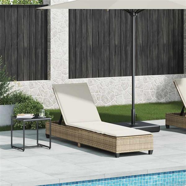 Grote foto vidaxl ligstoel met kussens beige 55x200x25 5cm polyrotan tuin en terras tuinmeubelen