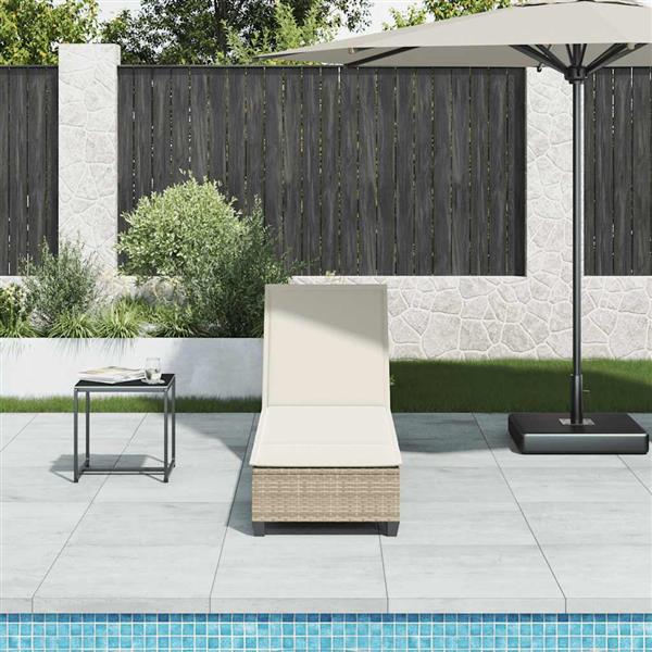 Grote foto vidaxl ligstoel met kussens beige 55x200x25 5cm polyrotan tuin en terras tuinmeubelen