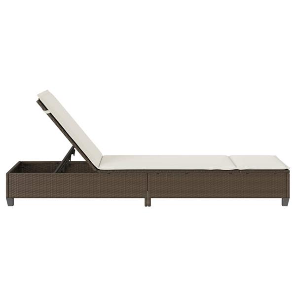 Grote foto vidaxl ligstoel met kussens bruin 55x200x25 5cm polyrotan tuin en terras tuinmeubelen