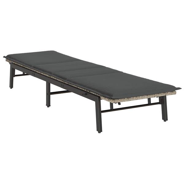 Grote foto vidaxl ligstoel met kussen lichtgrijs polyrotan tuin en terras tuinmeubelen