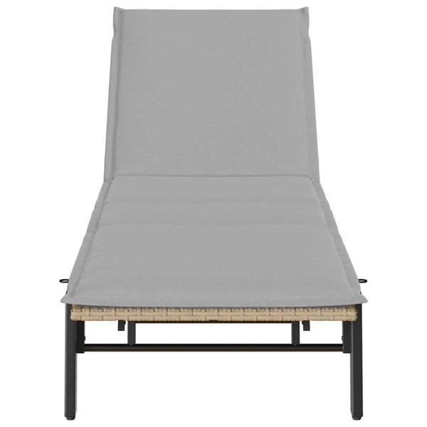 Grote foto vidaxl ligstoel met kussen beige polyrotan tuin en terras tuinmeubelen