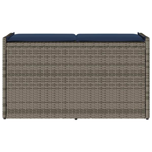 Grote foto vidaxl opbergbank met kussen voor buiten 100 cm poly rattan grijs tuin en terras tuinmeubelen