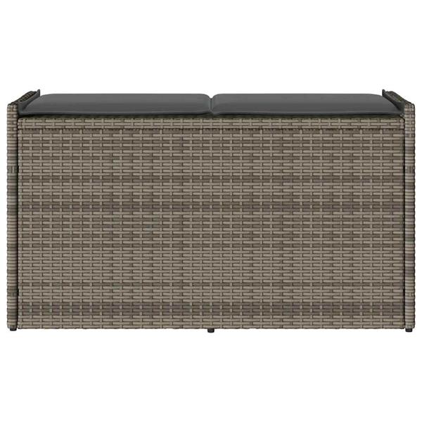 Grote foto vidaxl opbergbank met kussen voor buiten 100 cm poly rattan grijs tuin en terras tuinmeubelen