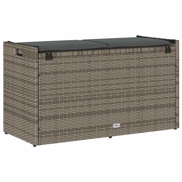Grote foto vidaxl opbergbank met kussen voor buiten 100 cm poly rattan grijs tuin en terras tuinmeubelen