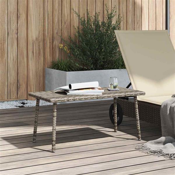 Grote foto vidaxl tuin salontafel rechthoekig 80x40x37 cm poly rattan grijs tuin en terras tuinmeubelen
