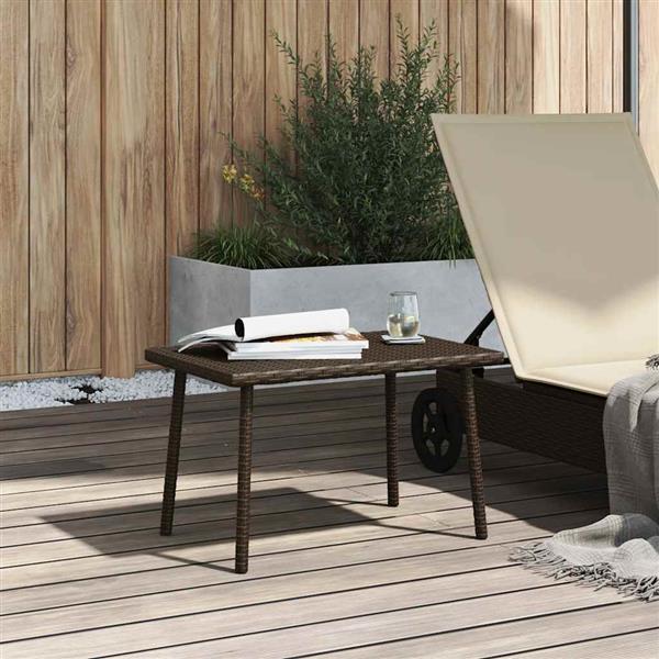 Grote foto vidaxl tuin salontafel rechthoekig 60x40x37 cm poly rattan bruin tuin en terras tuinmeubelen