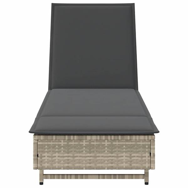 Grote foto vidaxl ligbed met wielen en kussens poly rattan lichtgrijs tuin en terras tuinmeubelen