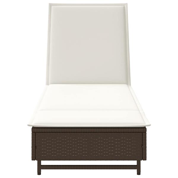 Grote foto vidaxl ligbed met wielen en kussen poly rattan bruin tuin en terras tuinmeubelen