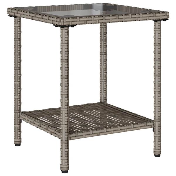 Grote foto vidaxl tuinbank met tafel en kussens l vormig poly rattan grijs tuin en terras tuinmeubelen