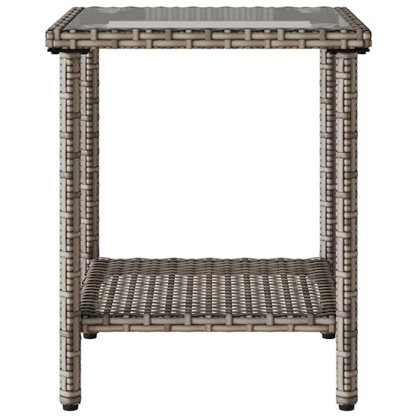 Grote foto vidaxl tuinbank met tafel en kussens l vormig poly rattan grijs tuin en terras tuinmeubelen