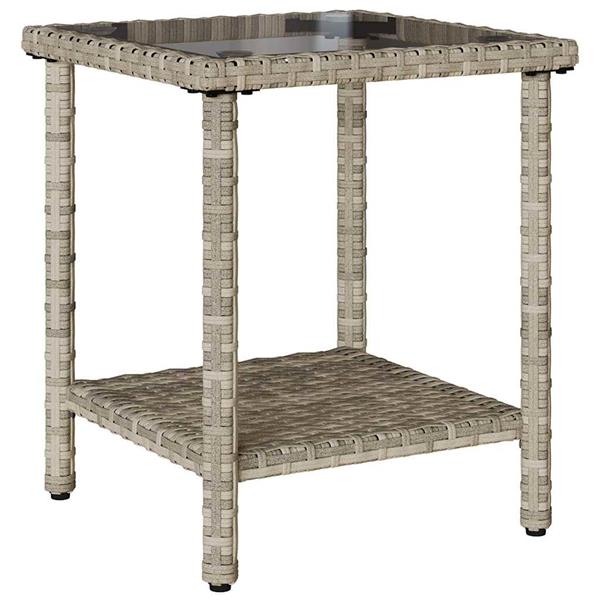 Grote foto vidaxl tuinbank met tafel en kussens l vormig poly rattan lichtgrijs tuin en terras tuinmeubelen