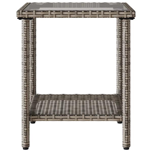 Grote foto vidaxl tuinbank met tafel en kussens l vormig poly rattan grijs tuin en terras tuinmeubelen