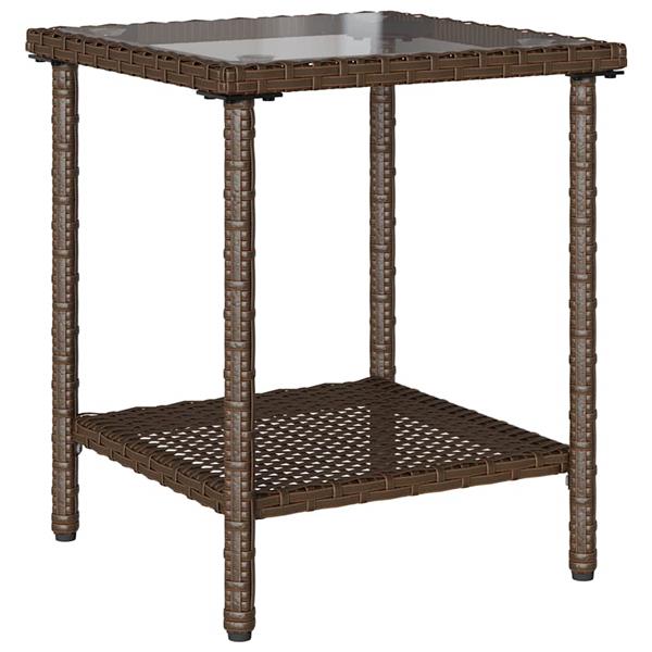 Grote foto vidaxl tuinbank met tafel en kussens l vormig bruin polyrotan tuin en terras tuinmeubelen