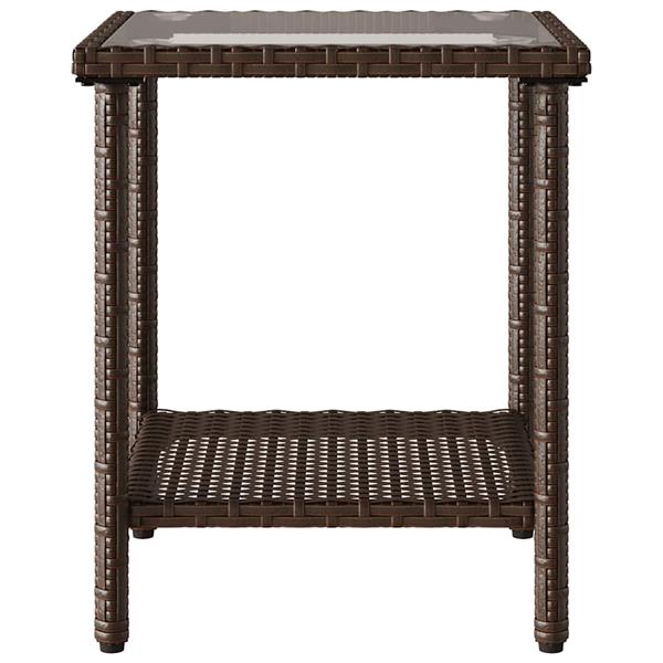 Grote foto vidaxl tuinbank met tafel en kussens l vormig bruin polyrotan tuin en terras tuinmeubelen