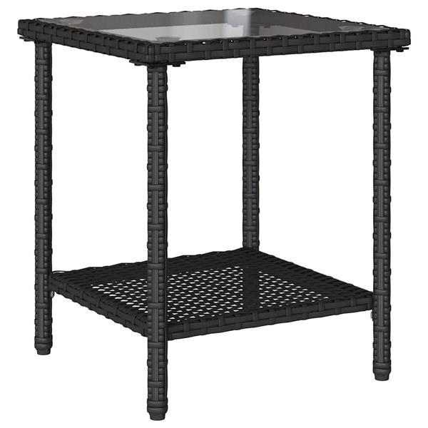 Grote foto vidaxl tuinbank met tafel en kussens l vormig zwart polyrotan tuin en terras tuinmeubelen