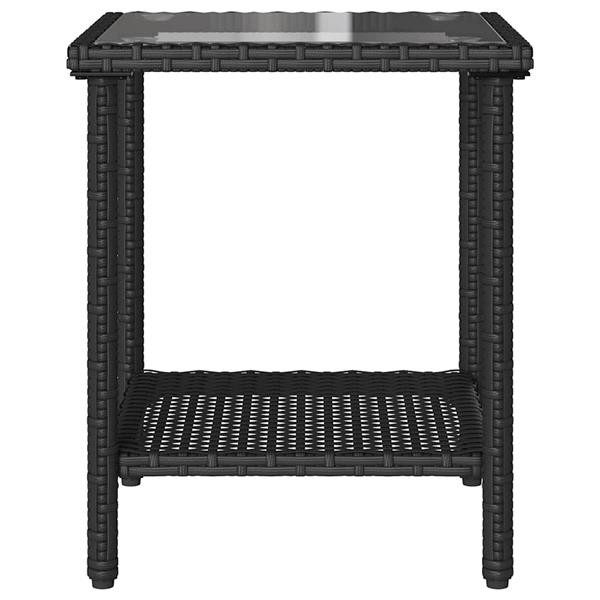 Grote foto vidaxl tuinbank met tafel en kussens l vormig zwart polyrotan tuin en terras tuinmeubelen