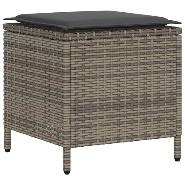 Grote foto vidaxl 4 delige tuinbankset met kussens grijs polyrotan tuin en terras tuinmeubelen