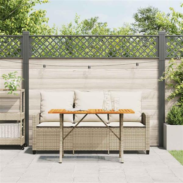 Grote foto vidaxl tuinbank 3 zits met kussens tafel poly rattan beige tuin en terras tuinmeubelen