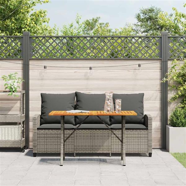 Grote foto vidaxl tuinbank 3 zits met kussens tafel poly rattan grijs tuin en terras tuinmeubelen