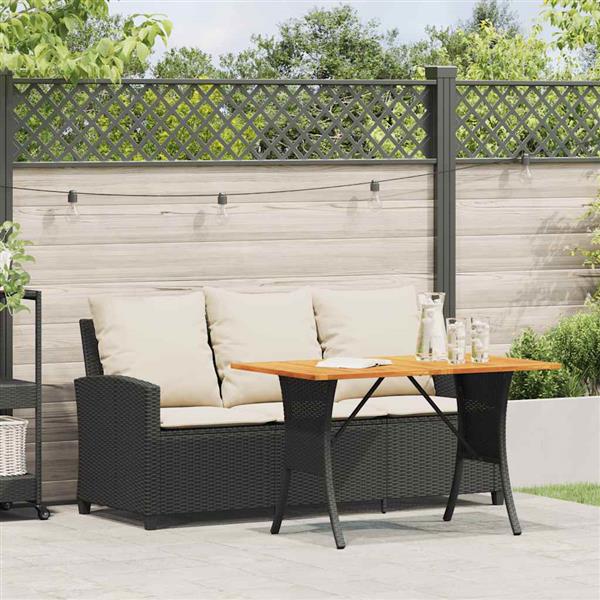 Grote foto vidaxl tuinbank 3 zits met kussens tafel poly rattan zwart tuin en terras tuinmeubelen