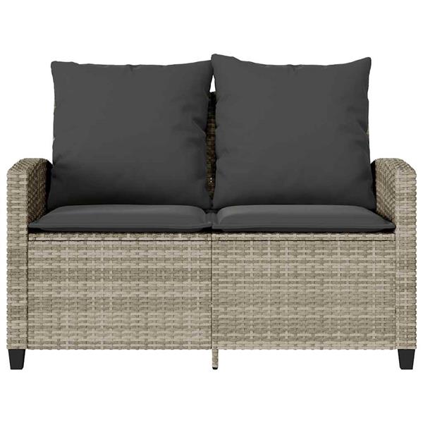 Grote foto vidaxl tuinbank 2 zits met kussens tafel poly rattan lichtgrijs tuin en terras tuinmeubelen