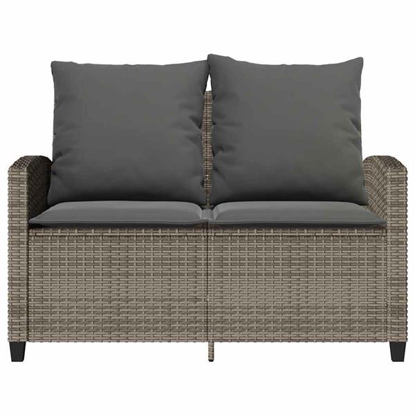 Grote foto vidaxl tuinbank 2 zits met kussens tafel poly rattan grijs tuin en terras tuinmeubelen