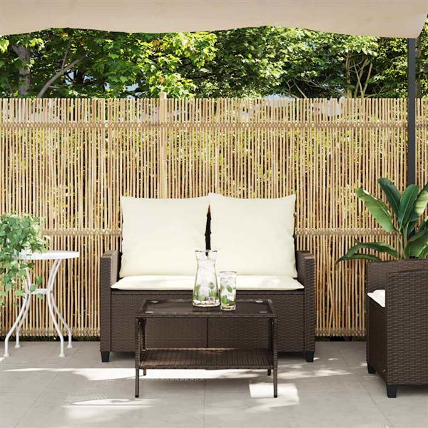 Grote foto vidaxl tuinbank 2 zits met kussens tafel poly rattan bruin tuin en terras tuinmeubelen
