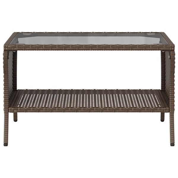 Grote foto vidaxl tuinbank 2 zits met kussens tafel poly rattan bruin tuin en terras tuinmeubelen