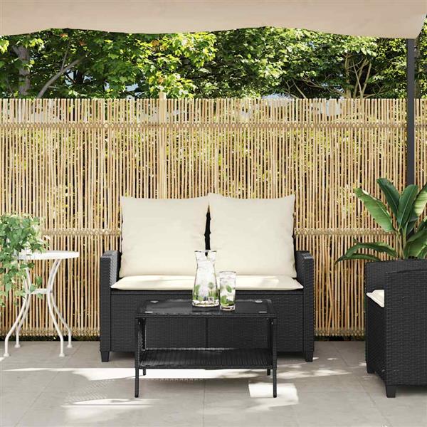 Grote foto vidaxl tuinbank 2 zits met kussens tafel poly rattan zwart tuin en terras tuinmeubelen