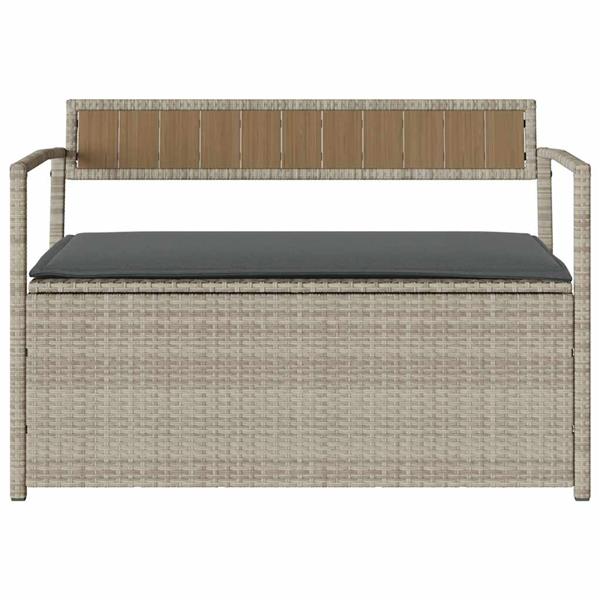 Grote foto vidaxl tuinbank met kussen lichtgrijs polyrotan tuin en terras tuinmeubelen