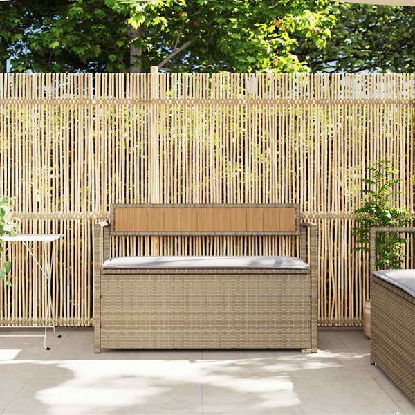 Grote foto vidaxl tuinbank met kussen beige polyrotan tuin en terras tuinmeubelen