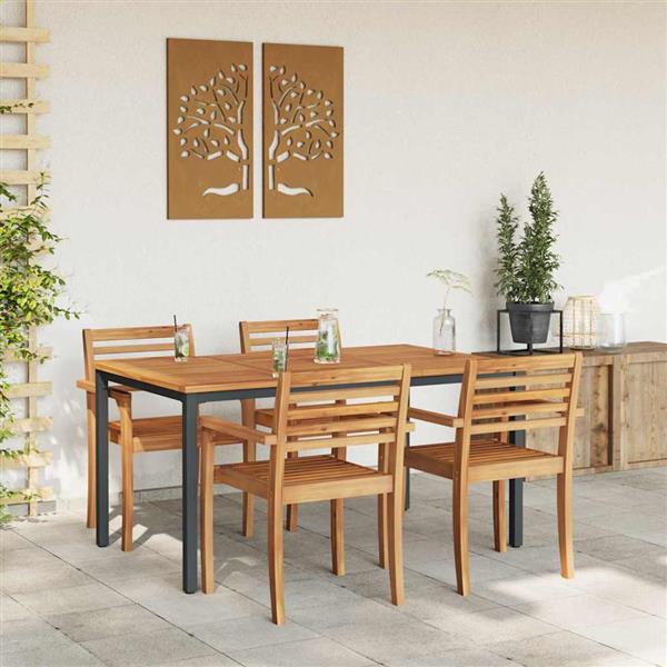 Grote foto vidaxl buitentafels naturel en zwart 150 x 90 x 75 cm tuin en terras tuinmeubelen