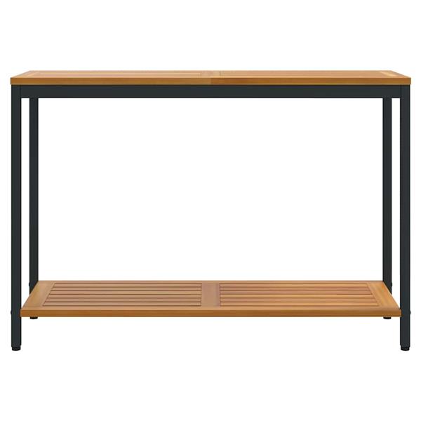 Grote foto vidaxl buiten tafel met opslag naturel en zwart 110 x 35 x 75 cm tuin en terras tuinmeubelen