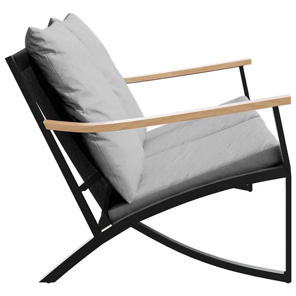 Grote foto vidaxl tuinbank met kussens 120 cm staal zwart tuin en terras tuinmeubelen