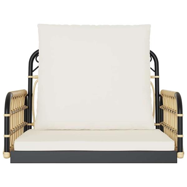 Grote foto vidaxl schommelstoel met kussens 63x58x39 cm poly rattan en staal tuin en terras tuinmeubelen
