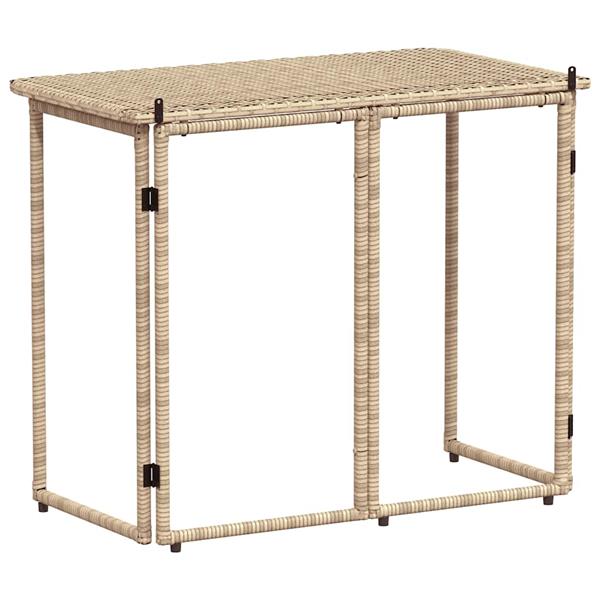Grote foto vidaxl tuintafel inklapbaar 90x51x75 cm poly rattan beige tuin en terras tuinmeubelen