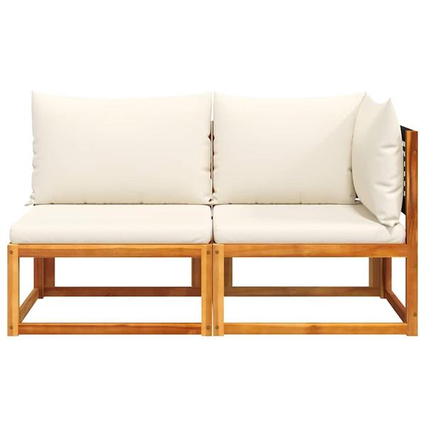 Grote foto vidaxl tuinbank met kussens 2 zits acaciahout rotan tuin en terras tuinmeubelen