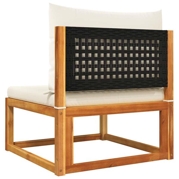 Grote foto vidaxl tuinbank zonder armleuningen met kussens acaciahout rotan tuin en terras tuinmeubelen