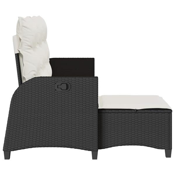 Grote foto vidaxl verstelbare tuinbank met kussens l vormig poly rattan zwart tuin en terras tuinmeubelen