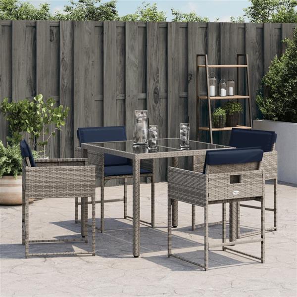 Grote foto vidaxl tuinstoelen 4 st met kussens poly rattan grijs tuin en terras tuinmeubelen