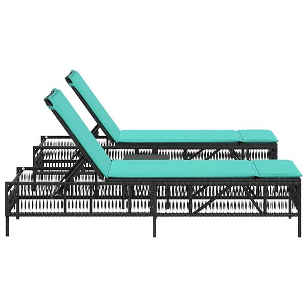 Grote foto vidaxl ligstoelen 2 stuks met tafel zwart poly rotan tuin en terras tuinmeubelen