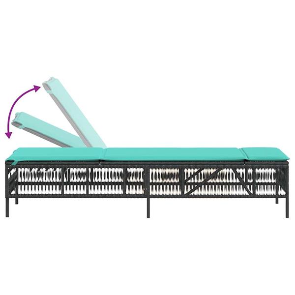 Grote foto vidaxl ligstoelen 2 stuks met tafel zwart poly rotan tuin en terras tuinmeubelen