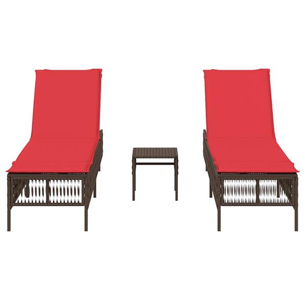 Grote foto vidaxl ligstoelen 2 stuks met tafel bruin poly rotan tuin en terras tuinmeubelen