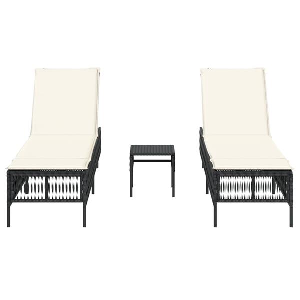Grote foto vidaxl ligbedden 2 st met tafel poly rattan zwart tuin en terras tuinmeubelen