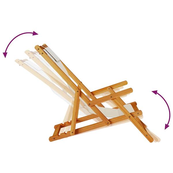 Grote foto vidaxl opvouwbare stoel met armleuningen taupe acaciahout textileen tuin en terras tuinmeubelen