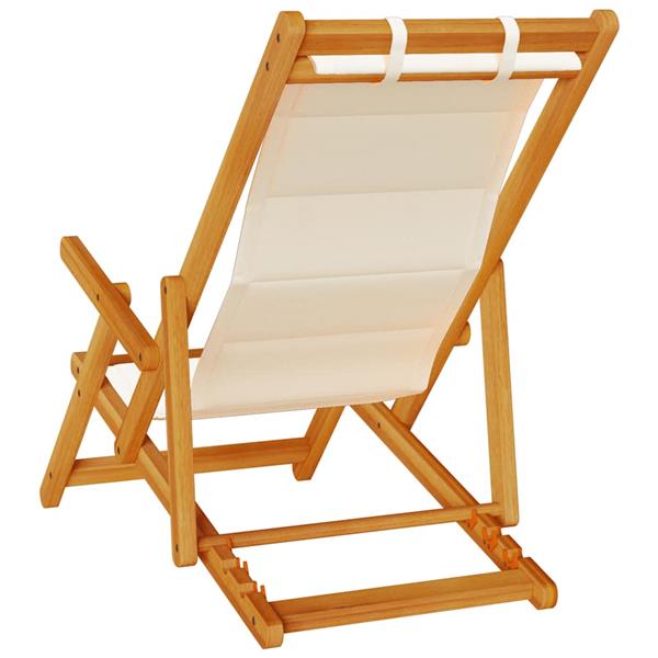 Grote foto vidaxl strandstoel inklapbaar met armleuningen acaciahout en textileen tuin en terras tuinmeubelen