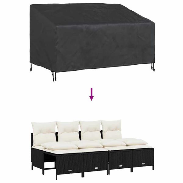 Grote foto vidaxl tuinbankhoes zwart 160 x 100 x 61 89 cm 600d stof tuin en terras tuinmeubelen