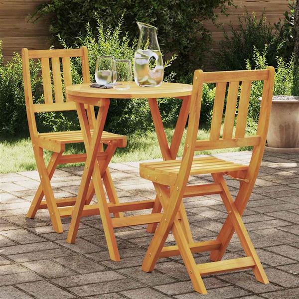 Grote foto vidaxl bistroset 3 pcs bruin massief acaciahout tuin en terras tuinmeubelen