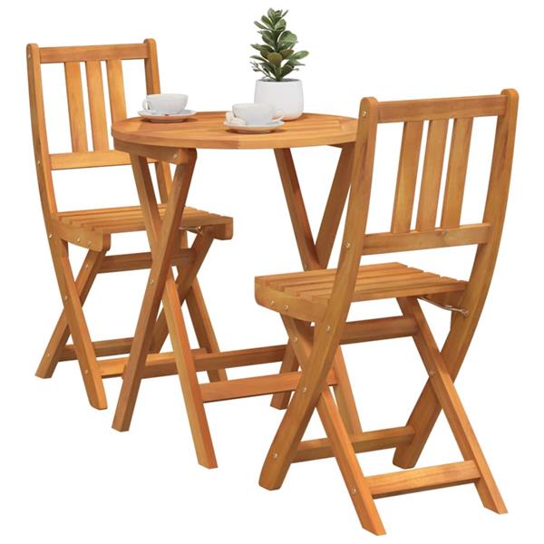 Grote foto vidaxl bistroset 3 pcs bruin massief acaciahout tuin en terras tuinmeubelen
